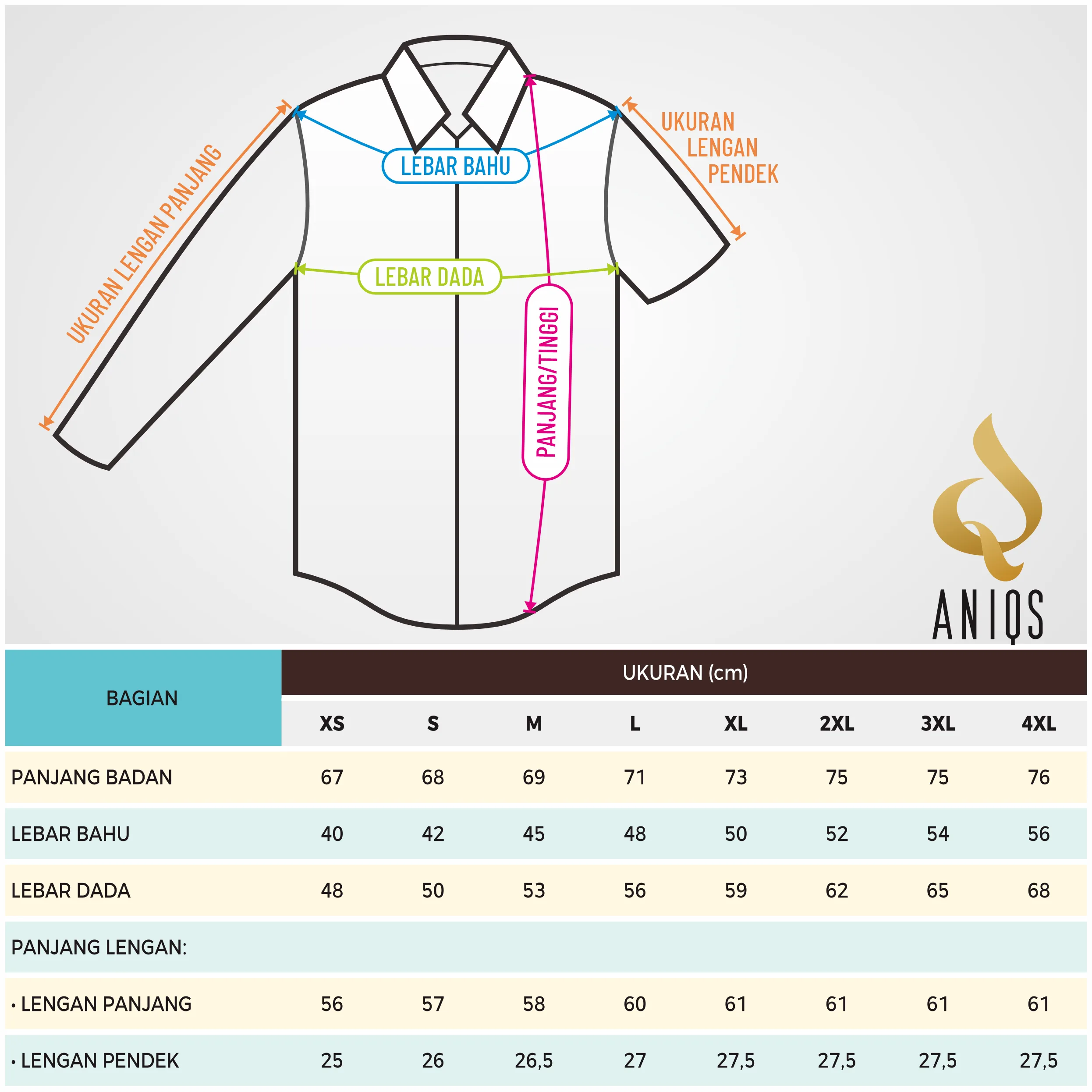Standar ukuran baju muslim ANIQS